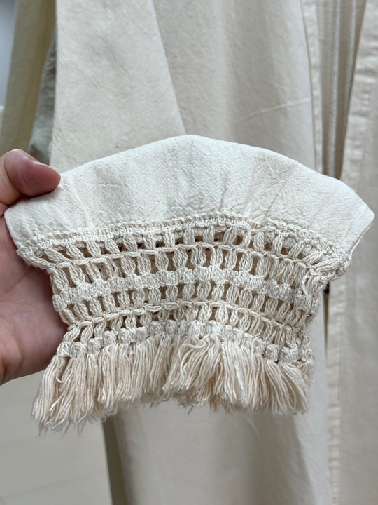 Melihan Kol Ucu Püsküllü Bağlamlı Keten Kimono-SS13162 Taş