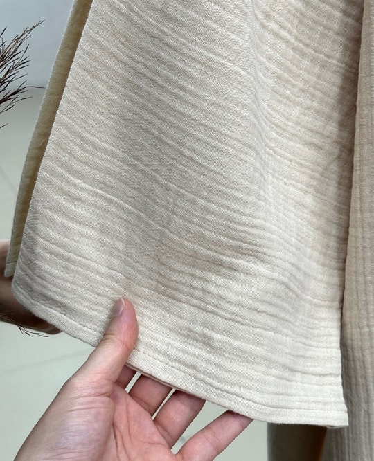 Melinaz Uzun Müslin Kimono-AS2455 Bej