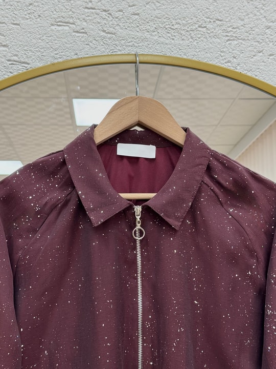 Melisu Çiçek Detaylı Parıltılı Ceket-BN4726 Bordo