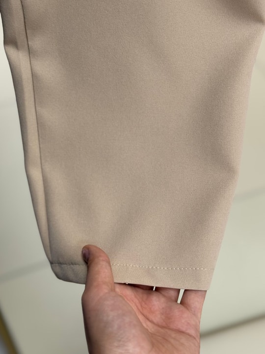 Melita Arka Kapaklı Havuç Paça Kemerli Pantolon-MT5018 Taş