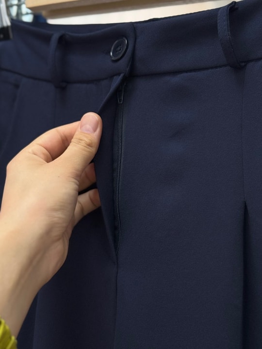 Melita Arka Kapaklı Havuç Paça Kemerli Pantolon-MT5018 Lacivert
