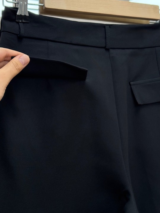 Melita Arka Kapaklı Havuç Paça Kemerli Pantolon-MT5018 Siyah