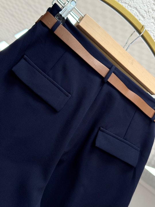 Melita Arka Kapaklı Havuç Paça Kemerli Pantolon-MT5018 Lacivert