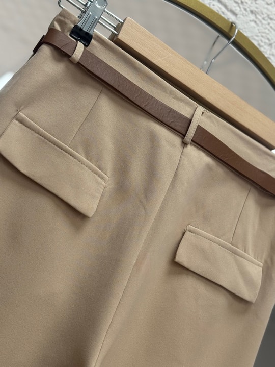 Melita Arka Kapaklı Havuç Paça Kemerli Pantolon-MT5018 Taş