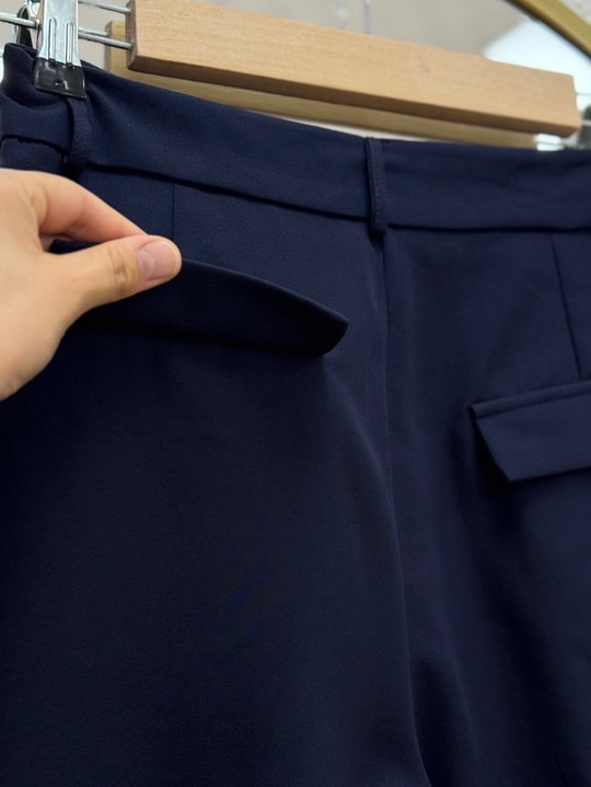 Melita Arka Kapaklı Havuç Paça Kemerli Pantolon-MT5018 Lacivert