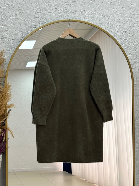 Meltemay Çift Cepli Bağlamalı Triko Hırka-KR6012 Haki