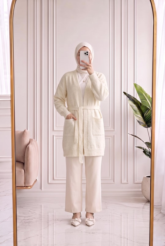 Meltemay Çift Cepli Bağlamalı Triko Hırka-KR6012 Ekru