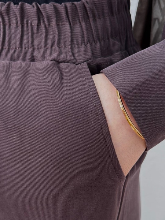 Mera Kapak Cepli Düğmeli Pantolonlu Takım-NA3438 Kahve