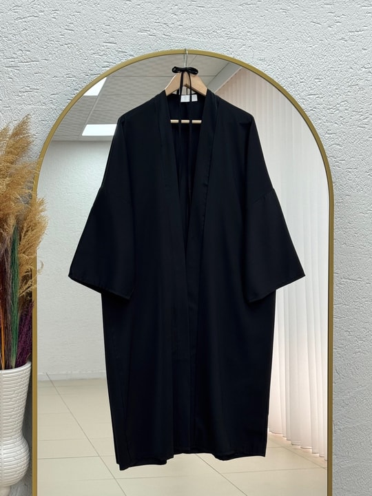 Mihriban Uzun Düz Kimono-AS2457 Siyah