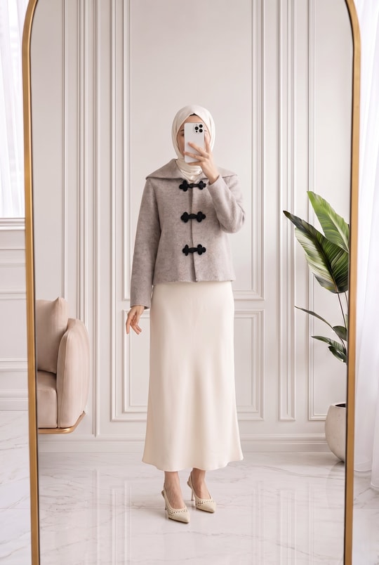 Minaşah Düğmesi Çiçek İşlemeli Yakalı Triko Hırka-KR6029 Taş
