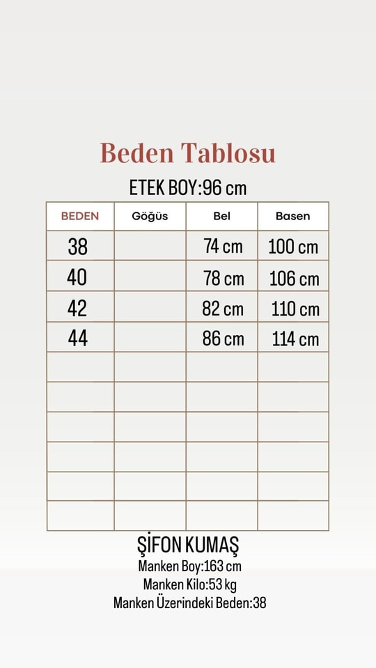 Mucize Desenli Astarlı Şifon Etek-PA218 Kahve