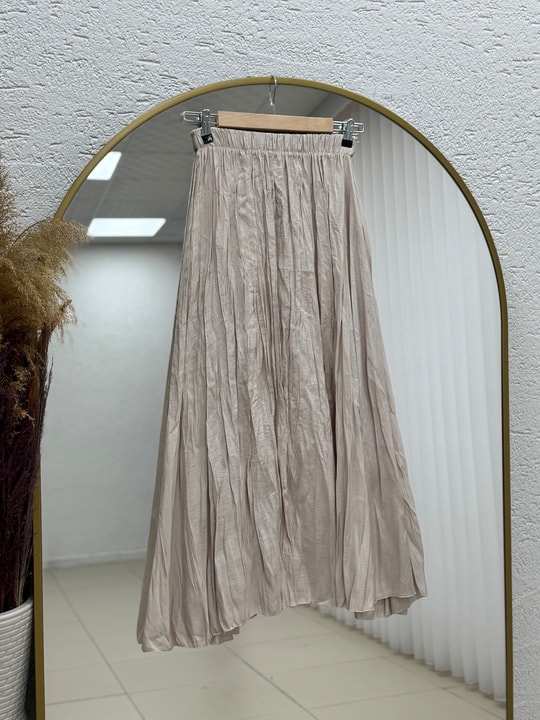 Nalan Kırışık Kumaş Kraş Etek-BY5004-5001 Taş