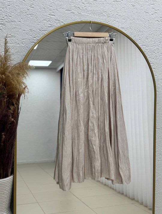 Nalan Kırışık Kumaş Kraş Etek-BY5004-5001 Taş