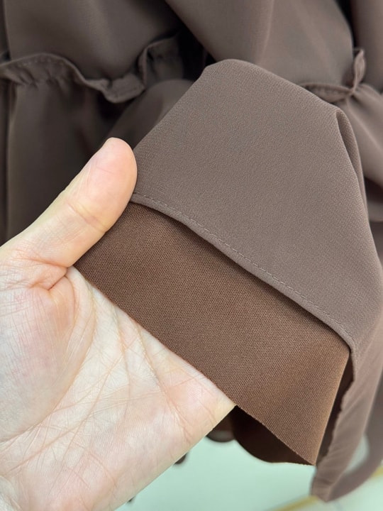 Nazay Katları Fırfırlı Tül Elbise-PA9747 Kahve