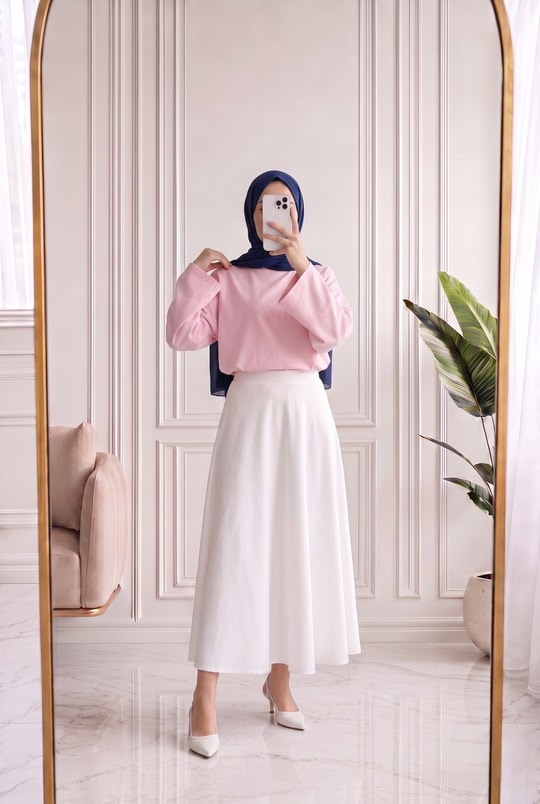 Nazgül Geniş Kollu Salaş Bluz-SS13072 Pembe