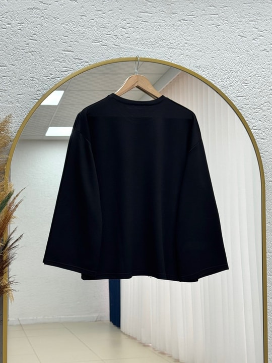 Nazgül Geniş Kollu Salaş Bluz-SS13072 Siyah