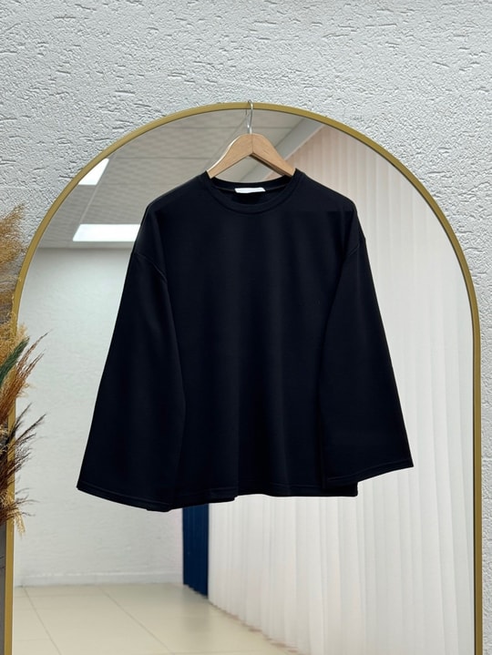 Nazgül Geniş Kollu Salaş Bluz-SS13072 Siyah