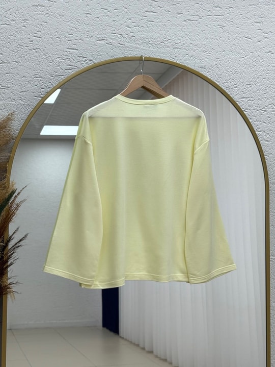 Nazgül Geniş Kollu Salaş Bluz-SS13072 Sarı