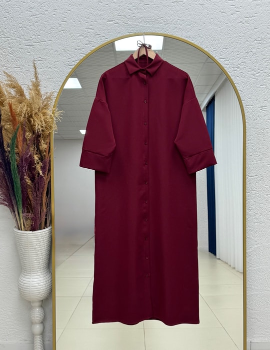 Nesrin Takma Manşet Dabıl Elbise-TN017 Bordo