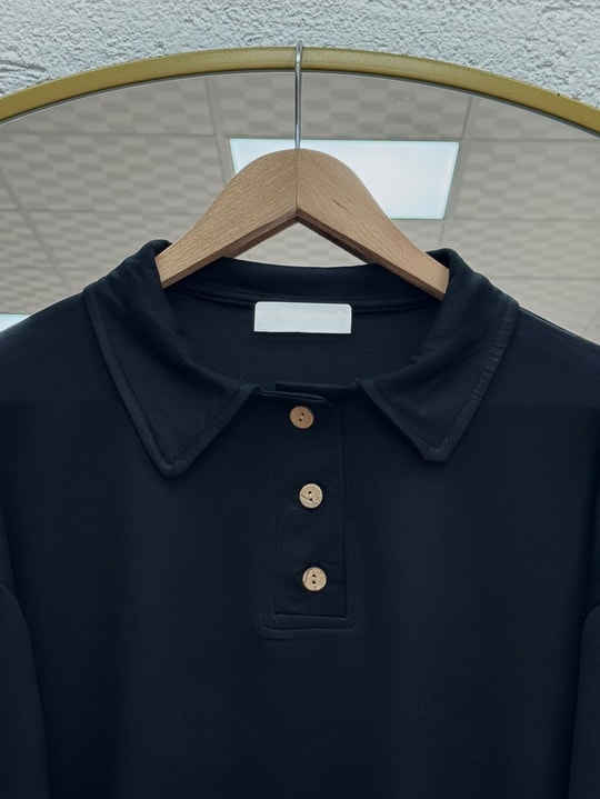 Nevcan Yakalı 3 Düğmeli Sweat-MA759 Siyah