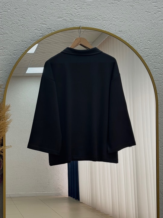 Nevcan Yakalı 3 Düğmeli Sweat-MA759 Siyah
