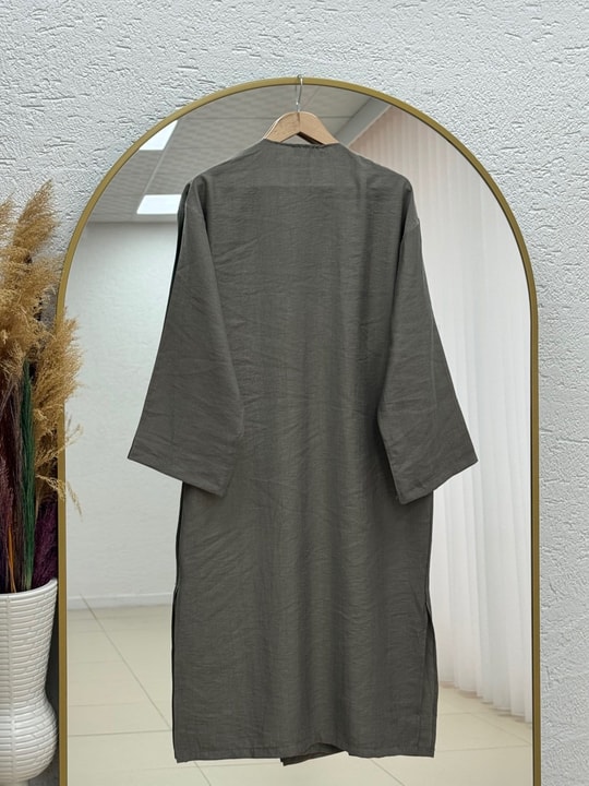 Nigaray Yanı Bağlamalı Uzun Kimono-EK991 Çağla Yeşili