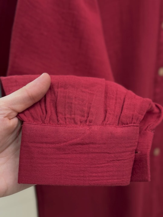 Nilay Robalı Müslin Oversize Gömlek-NA853 Kırmızı