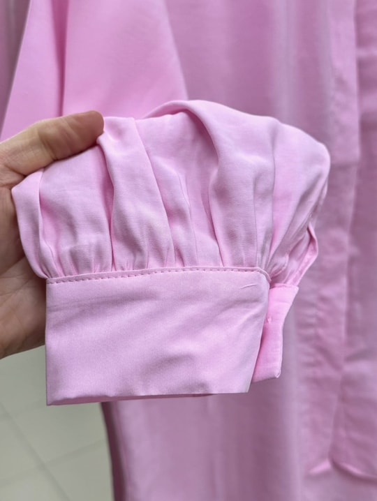 Nurcan Cupra Gizli Patlı Kol Büzgülü Gömlek-NA771 Pembe