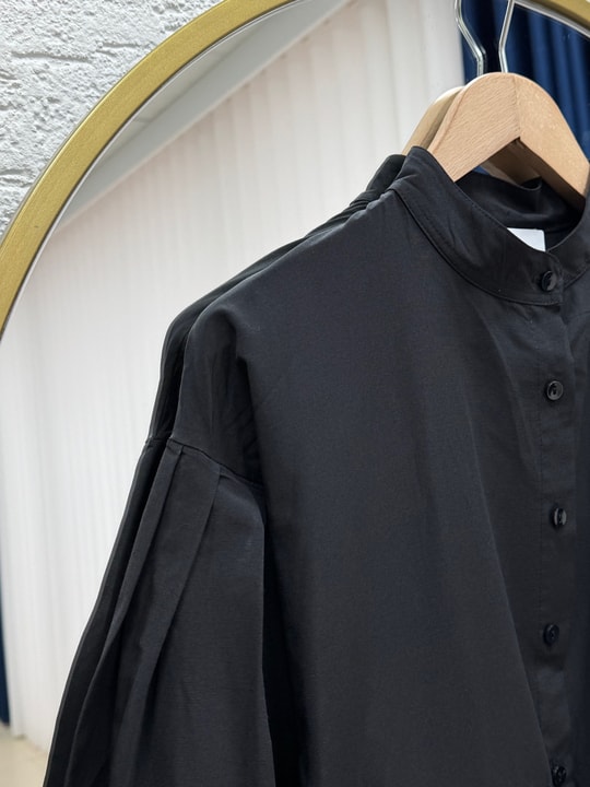 Nurhan Düğmeli Tünelli Poplin Elbise-NA2415 Siyah