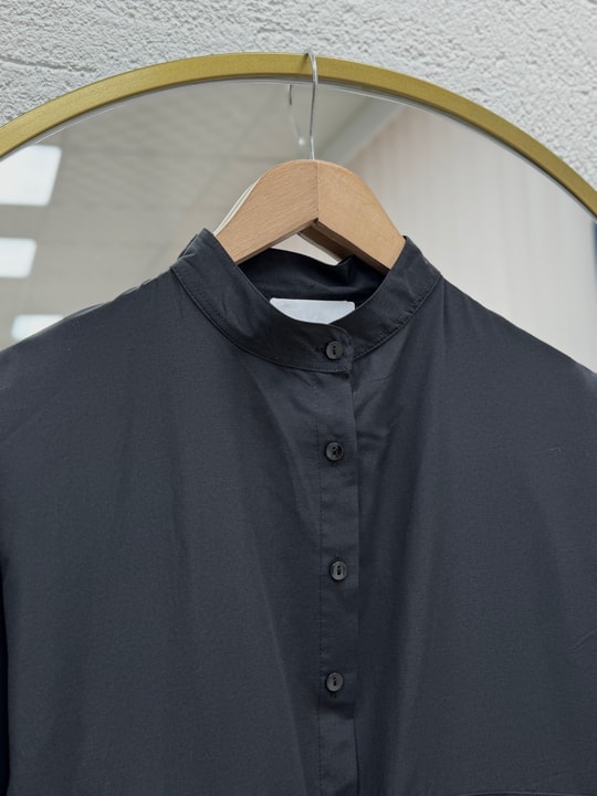 Nurhan Düğmeli Tünelli Poplin Elbise-NA2415 Siyah