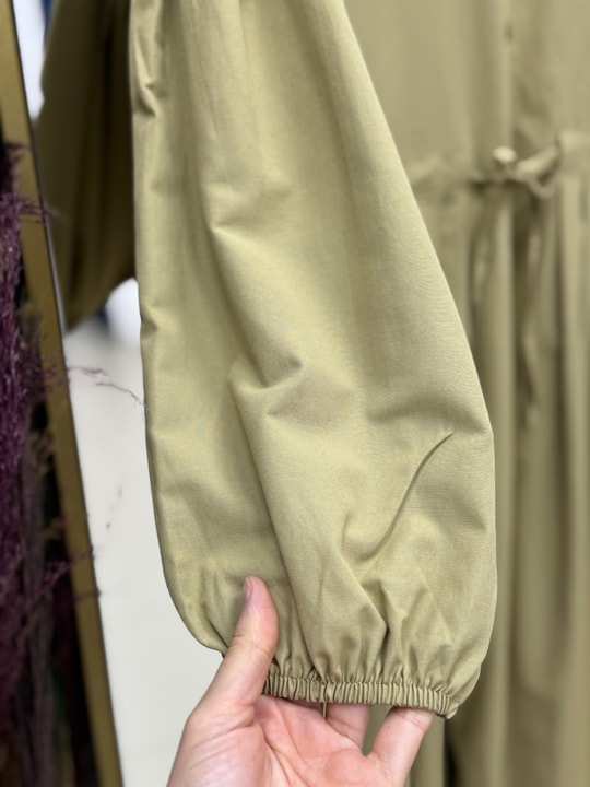 Nurhan Düğmeli Tünelli Poplin Elbise-NA2415 Buket