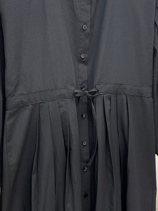 Nurhan Düğmeli Tünelli Poplin Elbise-NA2415 Siyah