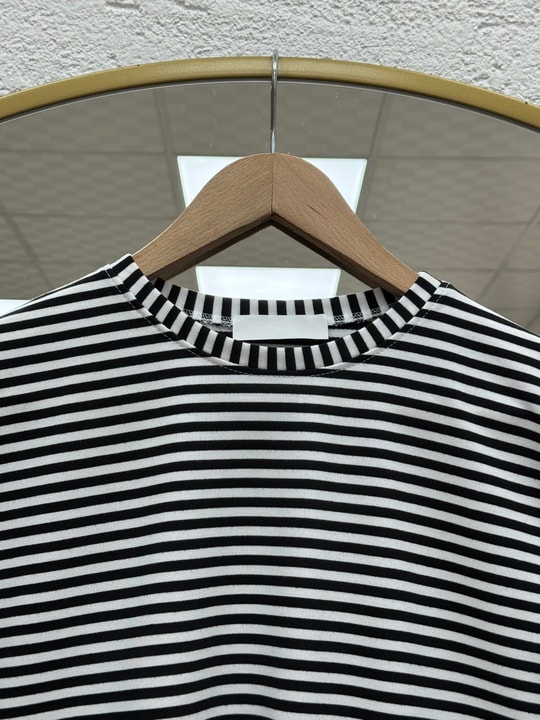 Nurnaz Çizgili Fırfırı Dantelli Tunik-SS13251 Siyah