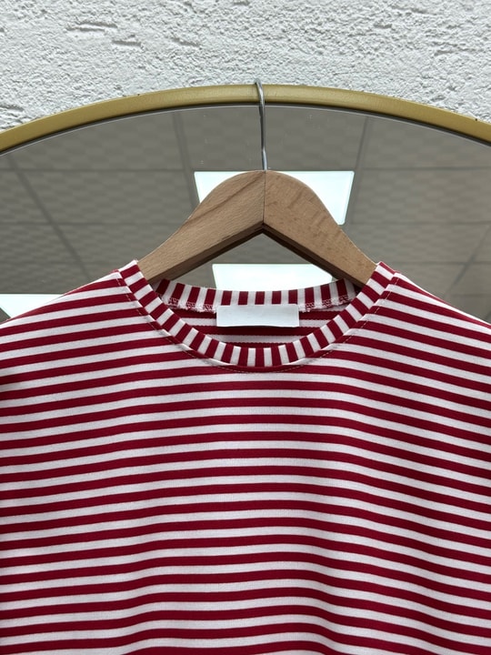 Nurnaz Çizgili Fırfırı Dantelli Tunik-SS13251 Kırmızı