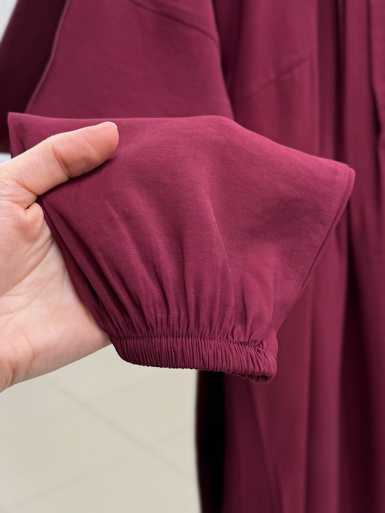Nursel Nervürlü Biyeli Modal Elbise-ZN2094 Bordo