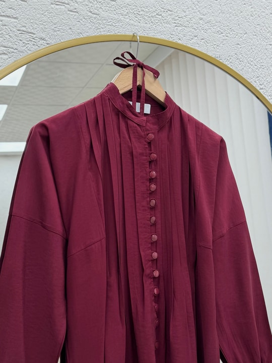 Nursel Nervürlü Biyeli Modal Elbise-ZN2094 Bordo