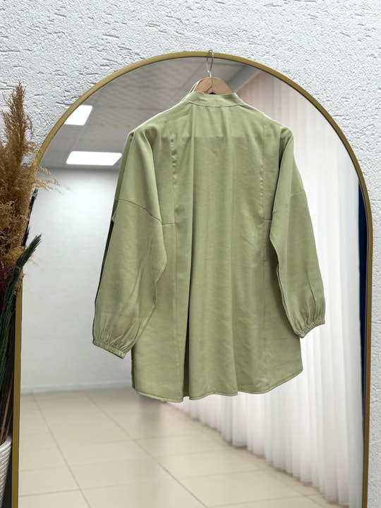Öykü Nervürlü Düğmeli Tunik-ZN2019 Mint