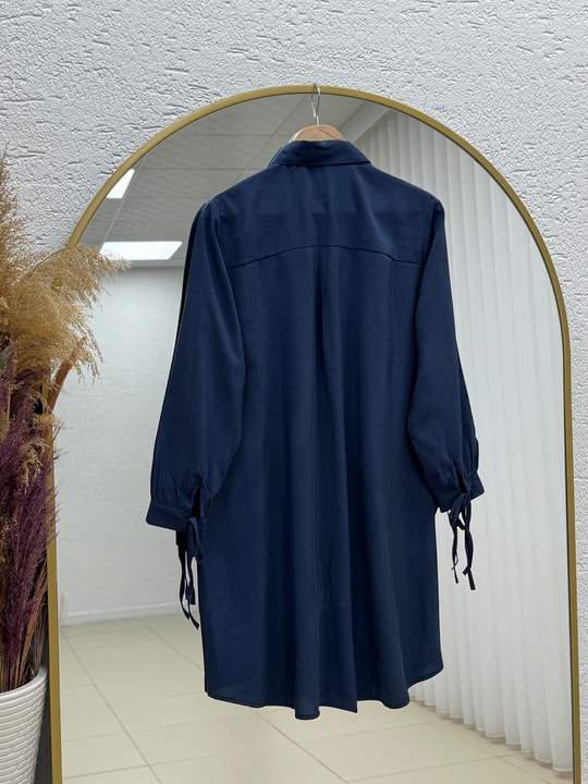 Özden Yakası Taşlı Uzun Tunik-ZN2090 Lacivert