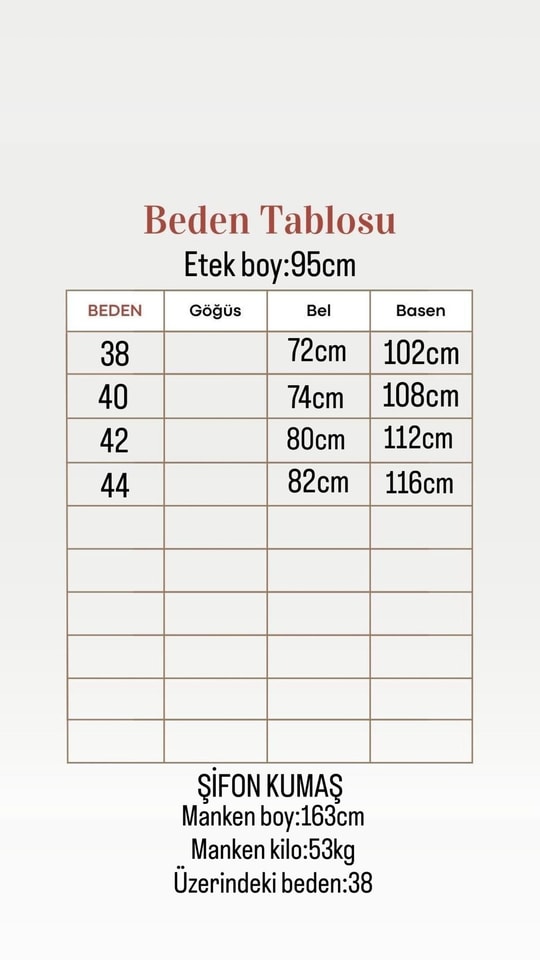 Özgür Çiçek Desenli Astarlı Şifon Etek-PA0207 Kahve