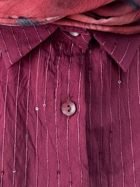 Özün Pullu Oversize Gömlek-NA874 Bordo
