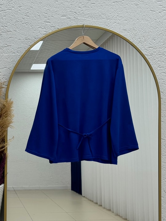 Parya Önü Dikiş Detaylı Asimetrik Tunik-SS13212 Saks