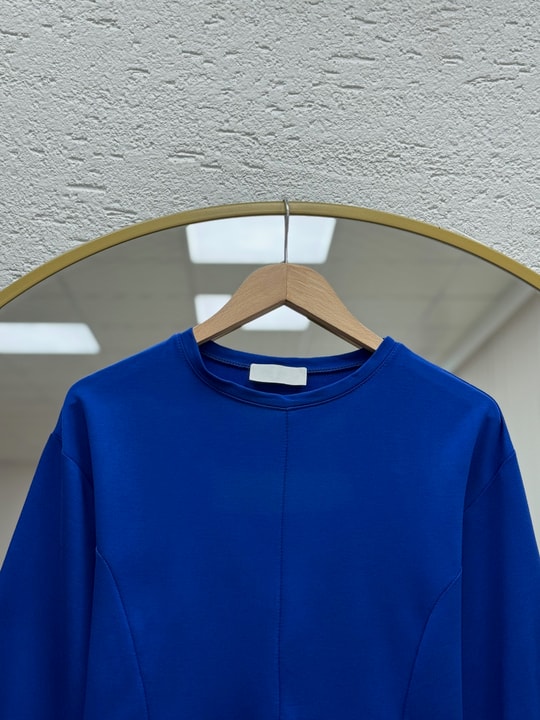Parya Önü Dikiş Detaylı Asimetrik Tunik-SS13212 Saks