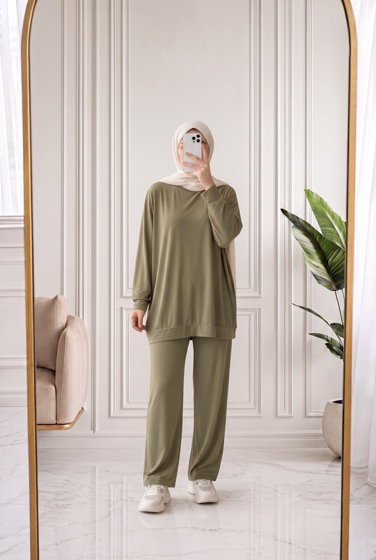 Pera Oversize Pike Pantolonlu Takım-NL845 Yağ Yeşili