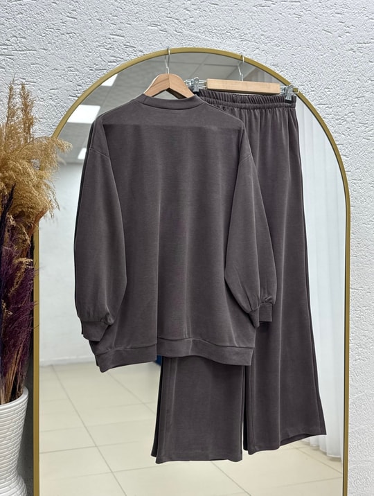 Pera Oversize Pike Pantolonlu Takım-NL845 Kahve