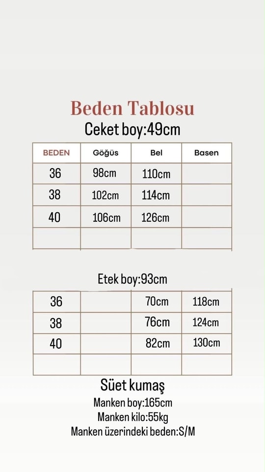 Perestu Ceketi Çiçek Nakışlı Etekli Takım-HE8434 Kahve