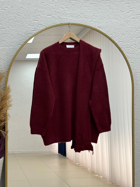 Peyker Bisiklet Yaka Atkılı Kazak-KR6023 Bordo
