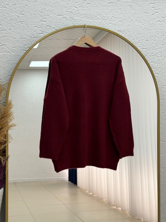 Peyker Bisiklet Yaka Atkılı Kazak-KR6023 Bordo