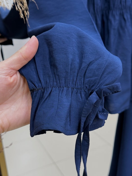 Purona Göğüs ve Bel Büzgülü Modal Etekli Takım-MF598 Lacivert