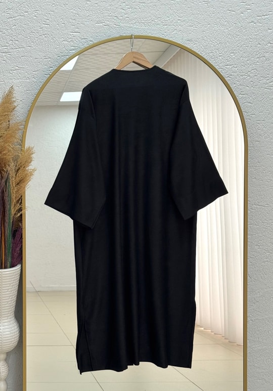 Refia Fitiili Bronşlu Uzun Kimono-GS580 Siyah