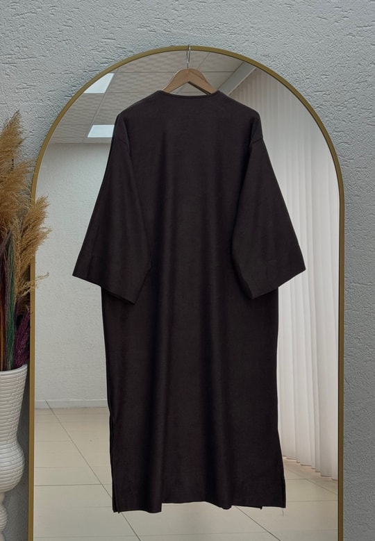 Refia Fitiili Bronşlu Uzun Kimono-GS580 Kahve